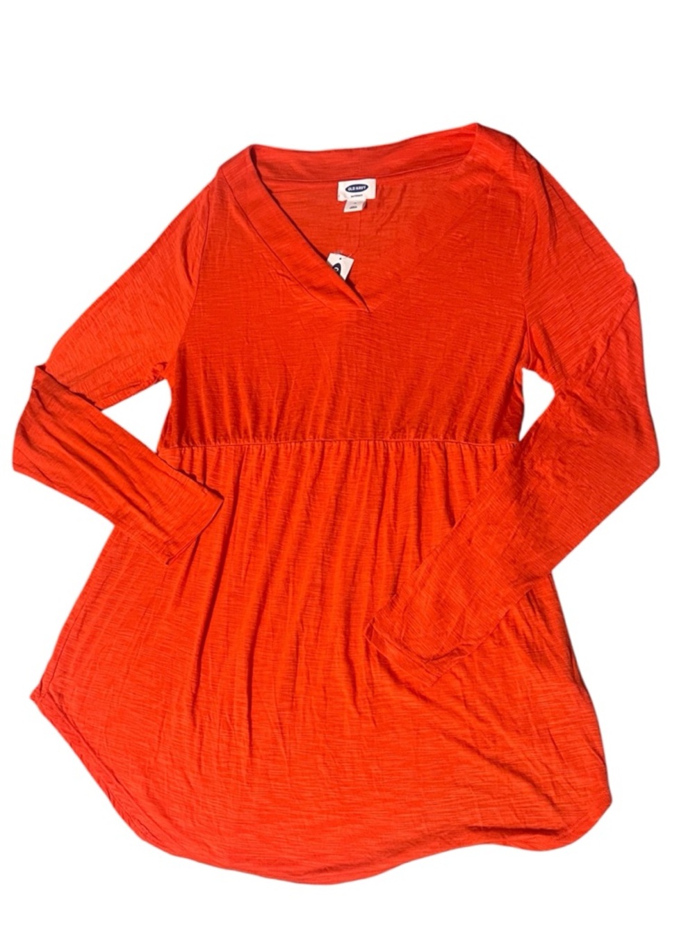 Old Navy Maternity Medium Vibrant Orange V-Neck Long Sleeve Tunnic Top NWT